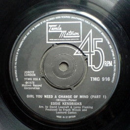 Image of Front Cover of 4854317S: 7" - EDDIE KENDRICKS, Girl You Need A Change Of Mind (Parts 1 & 2) (Tamla Motown; TMG 916, UK 1974, Plain sleeve) Light pressing dents.  /VG+