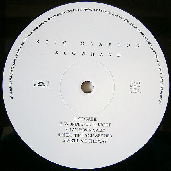 Image of Label Cover of 1714376C: LP - ERIC CLAPTON, Slowhand (Polydor; 0600753407233, Europe 2012 Reissue, Gatefold)   EX/VG+