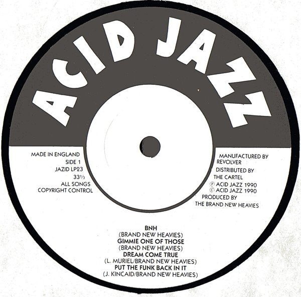 Image of Label Cover of LP - VG/G+ - BRAND NEW HEAVIES, Brand New Heavies (Acid Jazz; JAZID LP23, UK 1990), Plenty of small hairlines but nothing major,  - 2326175E