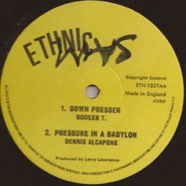 Image of Front Cover of 1212" EP - VG/VG+ - GREGORY ISAACS / MAMA BENJI / BOOKER T / DENNIS ALCAPONE, Ba-Da / Rock And Come In / Down Presser / Pressure In A Babylon (Ethnic; ETH 1327, UK 1970s, Reggae Disco 45 Sleeve), Shiny clean copy. Clean labels.,  - 2416484C