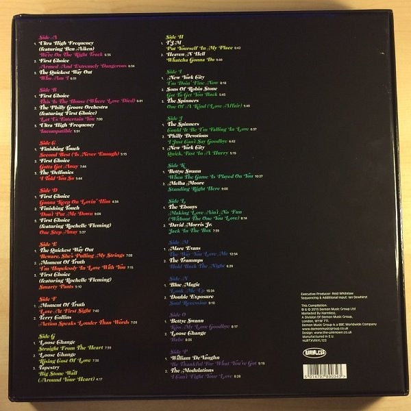 Image of Back Cover of 8xLP - VG+/VG+ - TOM MOULTON, Philly ReGrooved - Tom Moulton Remixes (Special Vinyl Edition) (Harmless; HURTXVINYL122, UK 2013, Box Set, 8 Inners), Discs are glossy with only the lightest of marks from paper inners. Box has some light shelf wear!,  - 3016050C