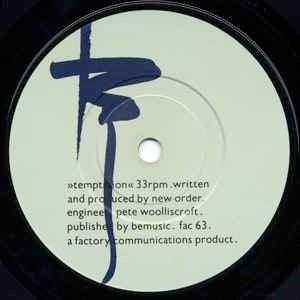 Image of Label Cover of 7" - VG+/VG+ - NEW ORDER, Temptation (Factory; fac 63, UK 1982, Sleeve Debossed Both Sides), ,  - 4316412C