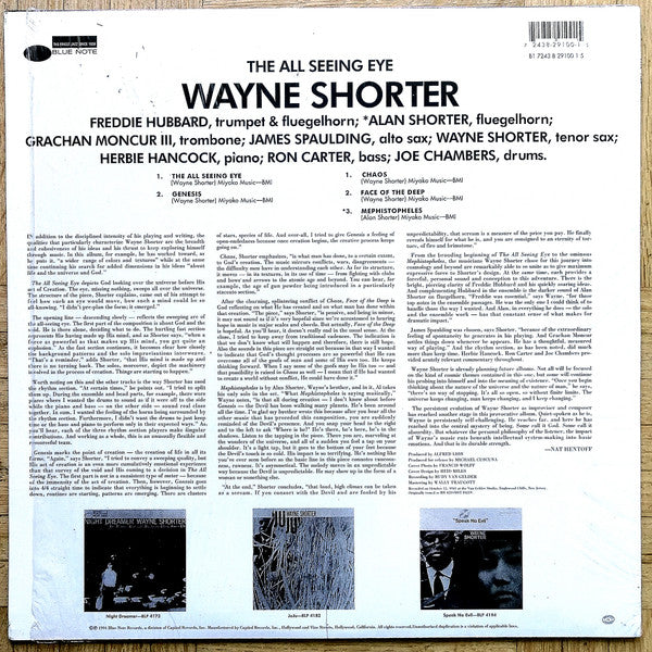 Image of Back Cover of LP - VG+/VG+ - WAYNE SHORTER, All Seeing Eye (Blue Note; B1 7243 8 29100 1 5, France 1994 Reissue), ,  - 3226407E