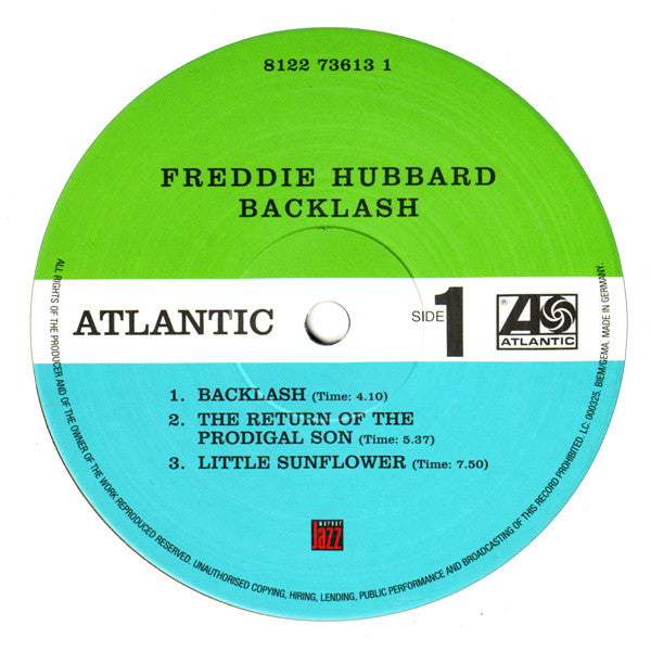 Image of Label Cover of 3625146E: LP - FREDDIE HUBBARD, Backlash (Atlantic / Warner Jazz; 8122-73613-1, Germany Reissue, Gatefold, Stereo)   VG/VG