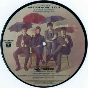 Image of Back Cover of 7" - /VG+ - THE BEATLES, We Can Work It Out / Day Tripper (Parlophone; RP5389, UK 1985 Reissue, Clear Plastic Sleeve, Limited Edition Picture Disc, Mono), Slight warp to disc, does not affect play.,  - 4756073S