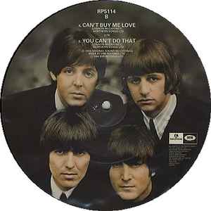 Image of Back Cover of 2154035S: 7" - THE BEATLES, Can't Buy Me Love / You Can't Do That (Parlophone; RP5114, UK 1984 Reissue, Clear Plastic Sleeve, Limited Picture Disc)   /VG+