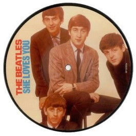 Image of Front Cover of 2154072S: 7" - THE BEATLES, She Loves You / I'll Get You (EMI; RP 5055, UK 1983 Reissue, Picture Disc)   /VG+