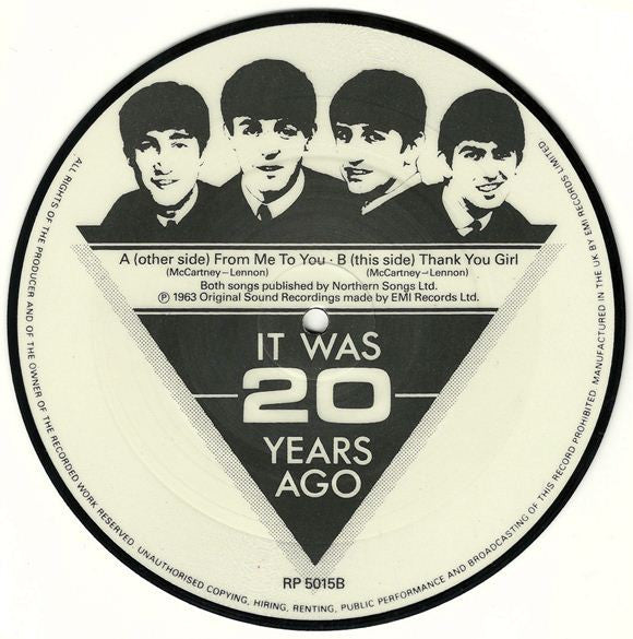 Image of Back Cover of 2154073S: 7" - THE BEATLES, From Me To You / Thank You Girl (Parlophone; RP 5015, UK 1983, Picture Disc)   /VG+