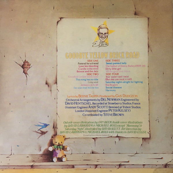 Image of Back Cover of 2xLP - VG+/VG - ELTON JOHN, Goodbye Yellow Brick Road (DJM Black Yellow and Silver; DJLPD 1001, UK 1978, Gatefold, Text Side Indicators), Strong VG,  - 4026190E