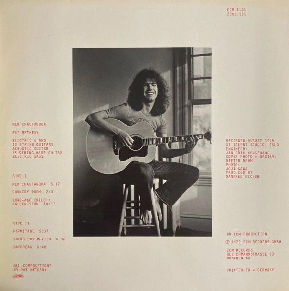 Image of Back Cover of LP - VG/VG+ - PAT METHENY GROUP, New Chautauqua (ECM; 1131, Germany 1979, Glossy Sleeve), Light shelf wear to sleeve.,  - 3316260C