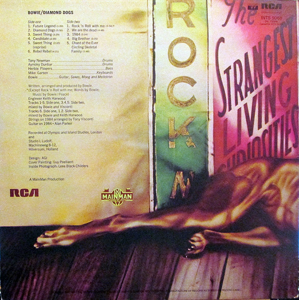 Image of Back Cover of LP - VG/G - DAVID BOWIE, Diamond Dogs (RCA International Green; INTS 5068, UK 1981 Reissue, Single Sleeve, Insert, Mainman Logo On Rear Sleeve), ,  - 2726197E