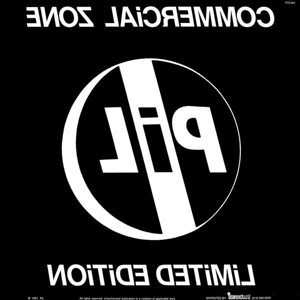 Image of Back Cover of LP - VG+/VG+ - PUBLIC IMAGE LTD, Commercial Zone  - Limited Edition (PiL Records Inc.; XYZ-007, US 1984, Keith Levene self-released unofficial LP), Still in opened shrinkwrap.,  - 3126116E