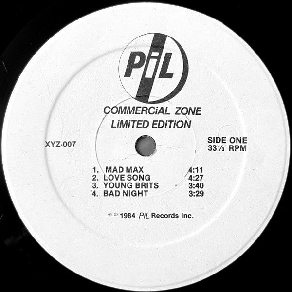 Image of Label Cover of LP - VG+/VG+ - PUBLIC IMAGE LTD, Commercial Zone  - Limited Edition (PiL Records Inc.; XYZ-007, US 1984, Keith Levene self-released unofficial LP), Still in opened shrinkwrap.,  - 3126116E