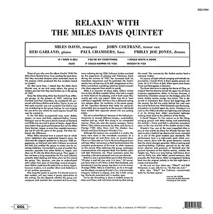 Image of Back Cover of 4854151S: LP - THE MILES  DAVIS QUINTET, Relaxin' With  (Dol; DOL720H, Europe 2015 Reissue, Picture Sleeve, 180 Gram Vinyl, Mono)   NEW/NEW