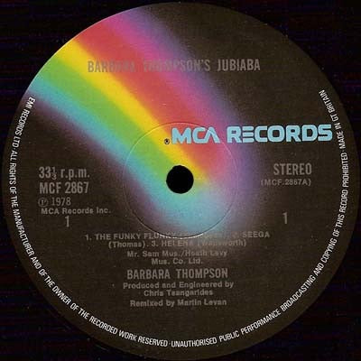 Image of Label Cover of LP - VG+/VG+ - BARBARA THOMPSON, Jubiaba (MCA Records; MCF2867, UK 1978), Still In Opened Shrinkwrap,  - 2816196C