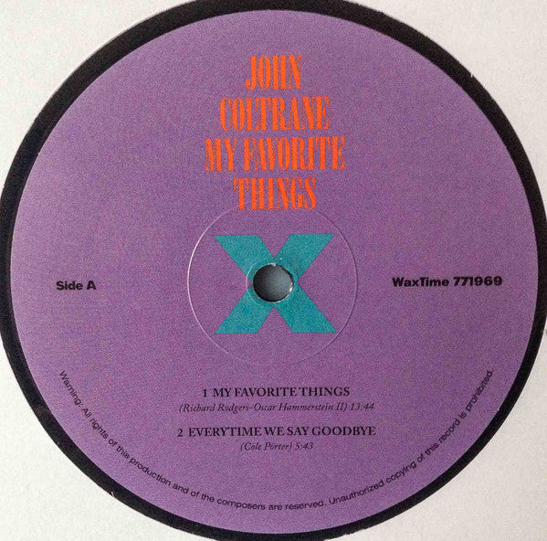 Image of Label Cover of LP - NEW/NEW - JOHN COLTRANE, My Favourite Things (Waxtime; 771969, Europe 2014 Reissue, 180 Gram Vinyl), ,  - 2416208C