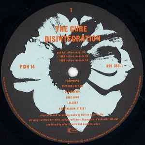 Image of Label Cover of LP - VG/VG - THE CURE, Disintegration (Fiction Records; FIXH 14, UK 1989, Non-Textured Sleeve, Inner), Strong VG all round, Light scuffs & hairlines, light cover wear, small corner bump,  - 3446018S
