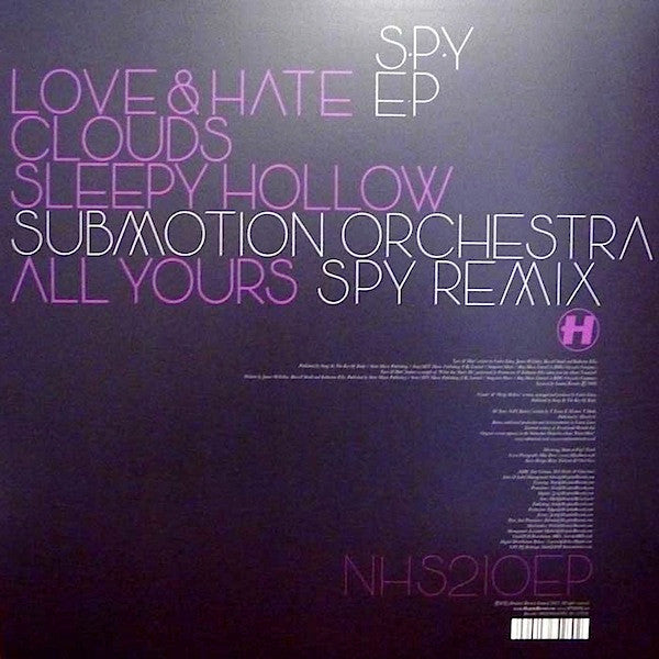 Image of Back Cover of 2x12" - G/G - S.P.Y. , Love & Hate EP (Hospital ; NHS210EP, UK 2012), Disc two has a lot more marks. Sleeve has large rip from opening at back; wear and old sticker too, A S.P.Y.  Love & HateB S.P.Y.  CloudsC S.P.Y.  Sleepy HollowD Submotion Orchestra   All Yours (S.P.Y. Remix) - 2815244C