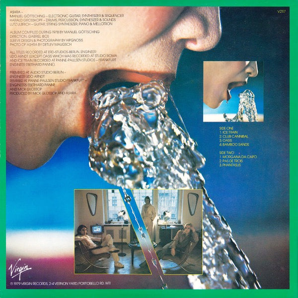 Image of Back Cover of LP - G/G+ - ASHRA, Correlations (Virgin Green/Red; V 2117, UK 1979), Sleeve Intact, Cellotaped Edges, Sticker Damage, Stickered Stamped Label,  - 2846074S