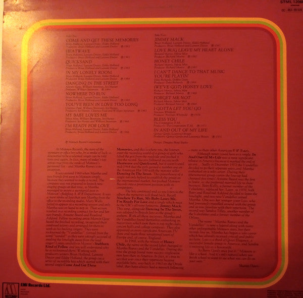 Image of Back Cover of 4224490E: LP - MARTHA REEVES AND THE VANDELLAS, Anthology (Motown; STML 12060, UK 1977, Picture Sleeve) 3 small tears to front image - probably sticker removal. Light marks on the vinyl.  G+/VG