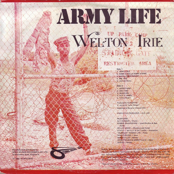 Image of Back Cover of LP - VG/VG - WELTON IRIE, Army Life (Dynamite; , Jamaica 1982), ,  - 0816120C