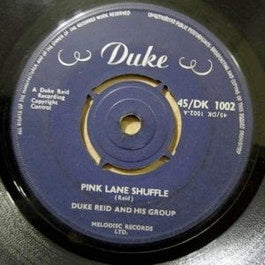 Image of Front Cover of 7" - /G+ - DUKE REID / LAUREL AITKEN, Pink Lane Shuffle / Low Down Dirty Girl (Duke; 45/DK 1002 , UK 1960, 4-Prong Centre), Sounds great!,  - 1056004S