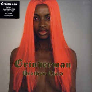 Image of Front Cover of 4445161S: 12" - GRINDERMAN, Heathen Child (Mute; MUTE441, UK 2010, Picture Sleeve, Poster, Black Stickered Sleeve, Red Vinyl. Mispress: incorrect version of Super Heathen Child.) Still In Opened Stickered Shrinkwrap  VG+/VG+
