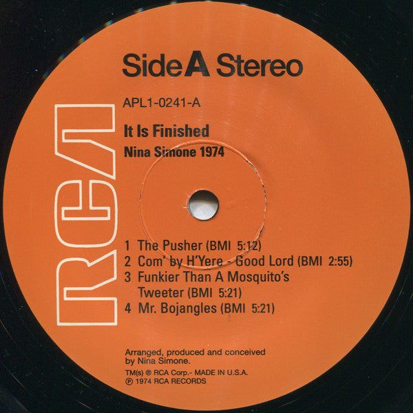 Image of Label Cover of LP - EX/VG+ - NINA SIMONE, It Is Finished (RCA; APL1-0241, US 2002 Reissue, Glossy Sleeve), ,  - 2526041E