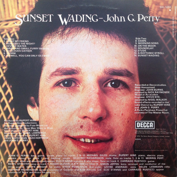 Image of Back Cover of LP - VG/VG+ - JOHN G PERRY, Sunset Wading (Decca; SKL5233, UK 1976, Insert, Ex Caravan And Curved Air), Edge and Ring Wear,  - 3726268E