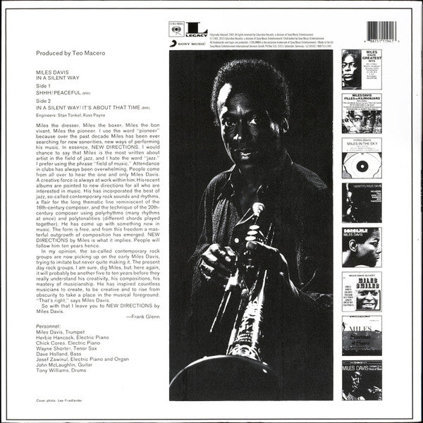 Image of Back Cover of LP - NEW/NEW - MILES DAVIS, In A Silent Way (Columbia  ; 88875111941, Europe 2015 Reissue, 180 Gram Vinyl), ,  - 0116059C