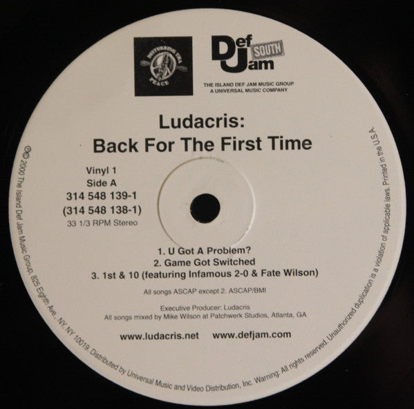Image of Label Cover of 2xLP - VG/VG - LUDACRIS, Back for the First Time (Def Jam; 314548138, US 2000, Gatefold), WOL. Light hairlines. Creases on sleeve.,  - 3826105E