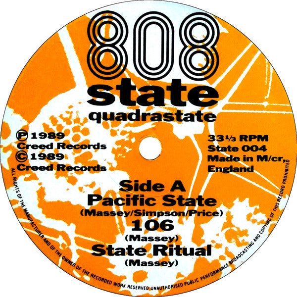 Image of Label Cover of LP - VG+/VG+ - 808 STATE, Quadrastate (Creed; STATE004, UK 1989, Picture Sleeve), ,  - 3126144E