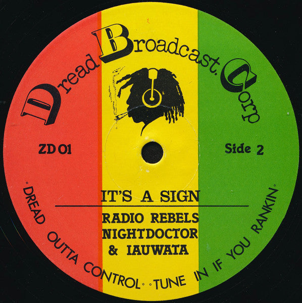 Image of Back Cover of 4925088E: 12" - RADIO REBELS, NIGHTDOCTOR & IAUWATA, Striving To Be Free (Dread Broadcast. Corp; ZD 01, UK 1982)   /VG+