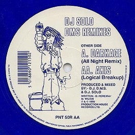 Image of Front Cover of 10" - /G - DJ SOLO, Axis / Darkage (DMS Remixes) (Production House; PNT 050R, UK 1993, Clear Plastic Sleeve, Blue Vinyl), Fogged, plays with surface noise, no skips or jumps though.,  - 236222E