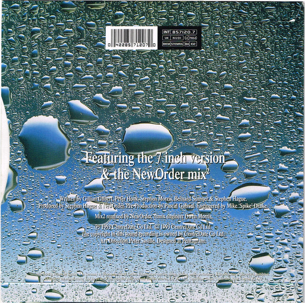Image of Back Cover of 7" - VG/VG+ - NEW ORDER, Regret (London Records Small Centre Hole; NUO 1, UK 1993, Picture Sleeve), ,  - 4316413C