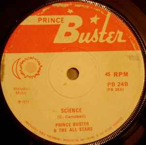 Image of Back Cover of 7" - /G - PRINCE BUSTER, Giant / Science (Prince Buster; PB24, UK 1971, DJ cut of Pablo's Java), Lots of marks. Plays with light clicks. Label damage.,  - 2626072E