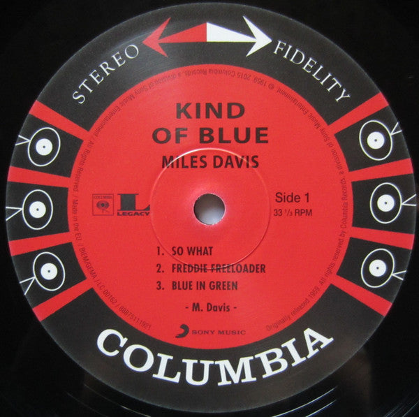 Image of Label Cover of LP - NEW/NEW - MILES DAVIS, Kind of Blue (Legacy; 88875111921, Europe 2015 Reissue, 180 Gram Vinyl), , Long held as the jazz album that even non-jazz fans will own, 'Kind Of Blue' not only changed the way people regarded Miles, it changed the very face of music itself. Consistently rated not just as one of the greatest jazz albums but as one of THE greatest musical statements of the 20th century, its 46 minutes of improvisation and sophistication remain peerless. Davis played trumpet