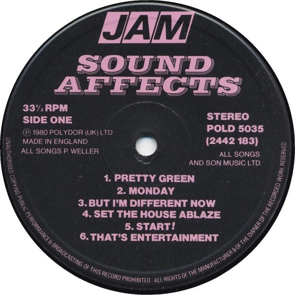 Image of Label Cover of LP - VG/G+ - THE JAM, Sound Affects (Polydor Black Label; POLD 5035, UK 1980, No Inner), Long light hairline marks,  - 3316225C