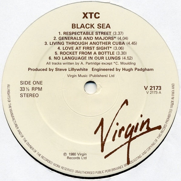 Image of Label Cover of 0215195C: LP - XTC, Black Sea (Virgin; V 2173, UK 1980, Title On Sleeve, Insert, No Paper Bag) Edge Wear  VG/VG+