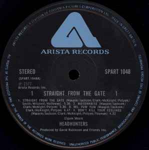 Image of Label Cover of LP - G+/VG+ - THE HEADHUNTERS, Straight From The Gate (Arista; SPART 1048, UK 1977, Picture Sleeve), Large tear on front of sleeve. Evidence of previous price sticker.,  - 2326166E