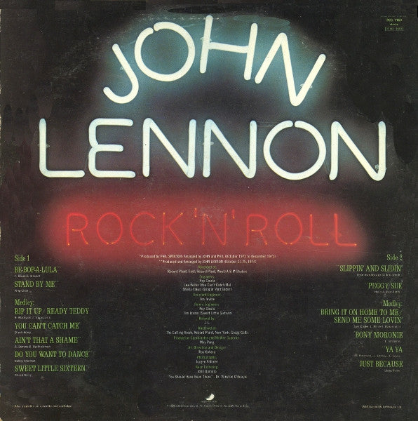 Image of Back Cover of LP - VG/VG - JOHN LENNON, Rock 'N' Roll (Apple Records; PCS 7169, UK 1975), ,  - 3816079C
