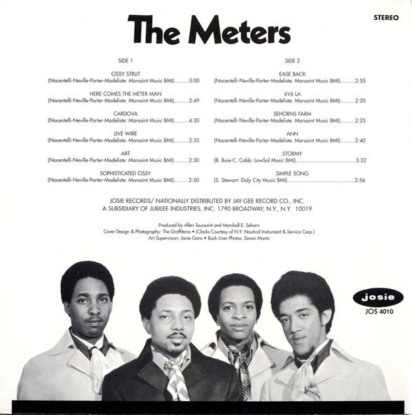 Image of Back Cover of LP - VG+/G+ - THE METERS, The Meters (Josie; JOS4010, US 2008 Reissue, Picture Sleeve, 180g Vinyl, Scorpio, Rhino Pressing), Strong G+, plays VG with hariline marks only.,  - 4446218S
