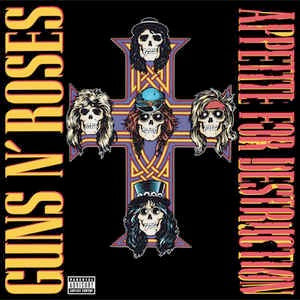 Image of Front Cover of LP - NEW/NEW - GUNS N' ROSES, Appetite For Destruction (Geffen Records; 4241481, Europe 2015 Reissue, Inner), , "Appetite for Destruction" was a turning point for hard rock in the late '80s - it was a dirty, dangerous, and mean record in a time when heavy metal meant nothing but a good time. On the surface, Guns N' Roses may appear to celebrate the same things as their peers - namely, sex, liquor, drugs, and rock & roll - but there is a nasty edge to their songs, since Axl Rose doesn