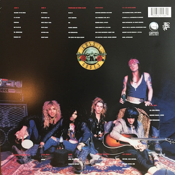 Image of Back Cover of LP - NEW/NEW - GUNS N' ROSES, Appetite For Destruction (Geffen Records; 4241481, Europe 2015 Reissue, Inner), , "Appetite for Destruction" was a turning point for hard rock in the late '80s - it was a dirty, dangerous, and mean record in a time when heavy metal meant nothing but a good time. On the surface, Guns N' Roses may appear to celebrate the same things as their peers - namely, sex, liquor, drugs, and rock & roll - but there is a nasty edge to their songs, since Axl Rose doesn'