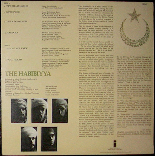 Image of Back Cover of 2424231E: LP - THE HABIBIYYA, If Man But Knew (Island; HELP7, UK 1972, Inner) Strong VG, Pinched Spine Ends  VG+/VG