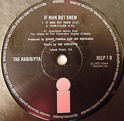 Image of Label Cover of 2424231E: LP - THE HABIBIYYA, If Man But Knew (Island; HELP7, UK 1972, Inner) Strong VG, Pinched Spine Ends  VG+/VG