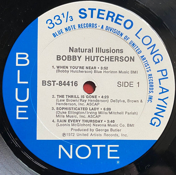 Image of Label Cover of 4825287E: LP - BOBBY HUTCHERSON, Natural Illusions (Blue Note; BST 84416, US 1972, Terre Haute Pressing) Strong VG, Company Inner, Edge and Ring Wear  VG/VG