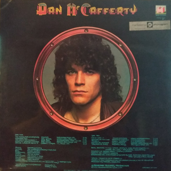 Image of Back Cover of 3624177E: LP - DAN MCCAFFERTY, Dan McCafferty (Mountain; TOPS 102, UK 1975, Inner)   VG/G+