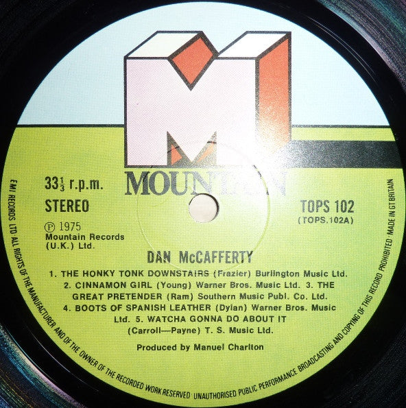 Image of Label of 3624177E: LP - DAN MCCAFFERTY, Dan McCafferty (Mountain; TOPS 102, UK 1975, Inner)   VG/G+