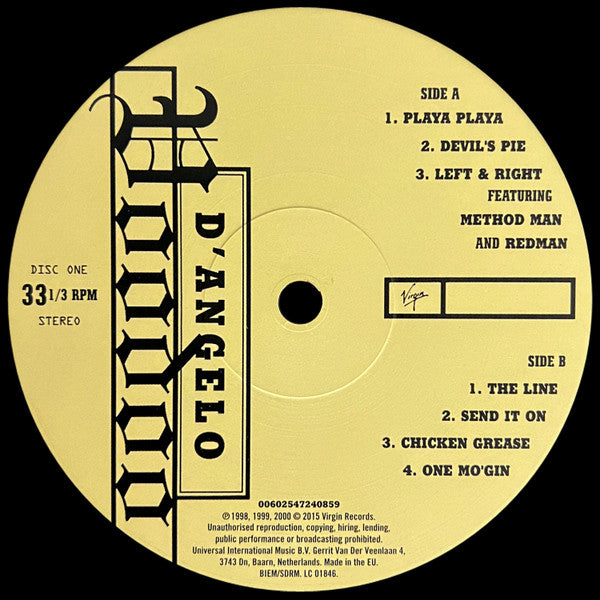 Image of Label Cover of 2xLP - NEW/NEW - D'ANGELO, Voodoo (Virgin ; 4724084, Europe 2015 Reissue, Insert, 180 Gram Vinyl), ,  - 6056030S